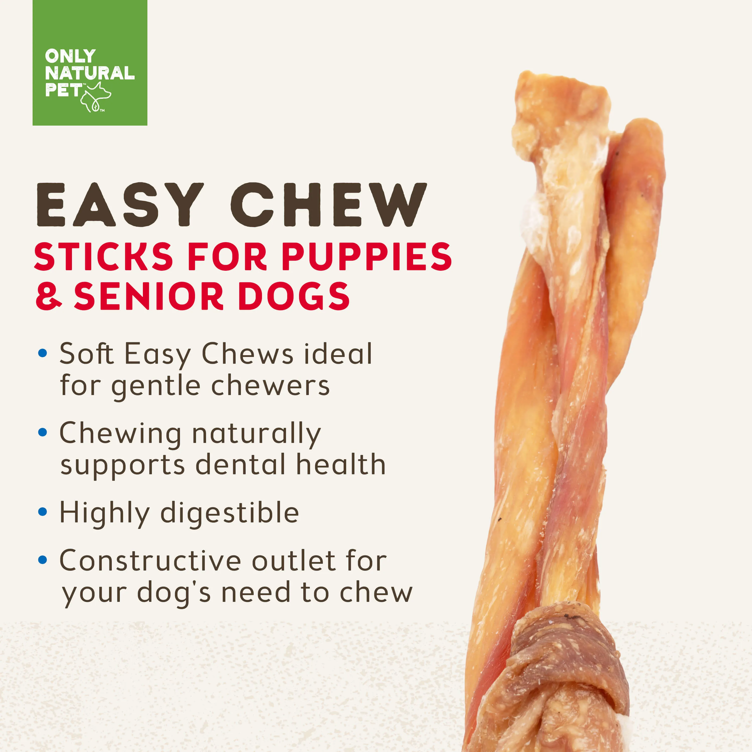 Only Natural Pet Free Range Soft Easy Chew Sticks for Puppies & Senior Dogs