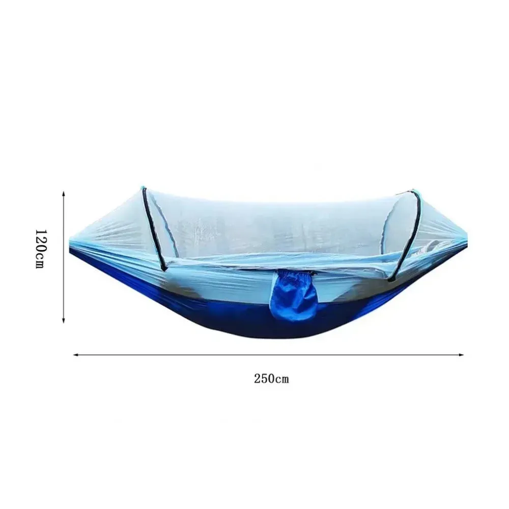 Outdoor Camping Hammock with Mosquito Net Lightweight Hanging Hammocks High Strength Parachute Fabric Hanging Bed Net 250X120Cm