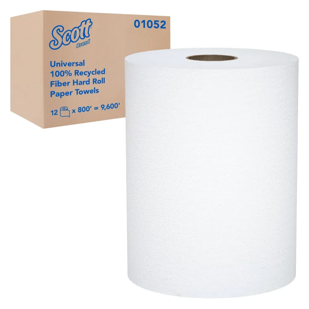 Paper Towel - Scott® Universal 100% Recycled Fiber Hard Roll Towels (Case of 12 Rolls), 01052