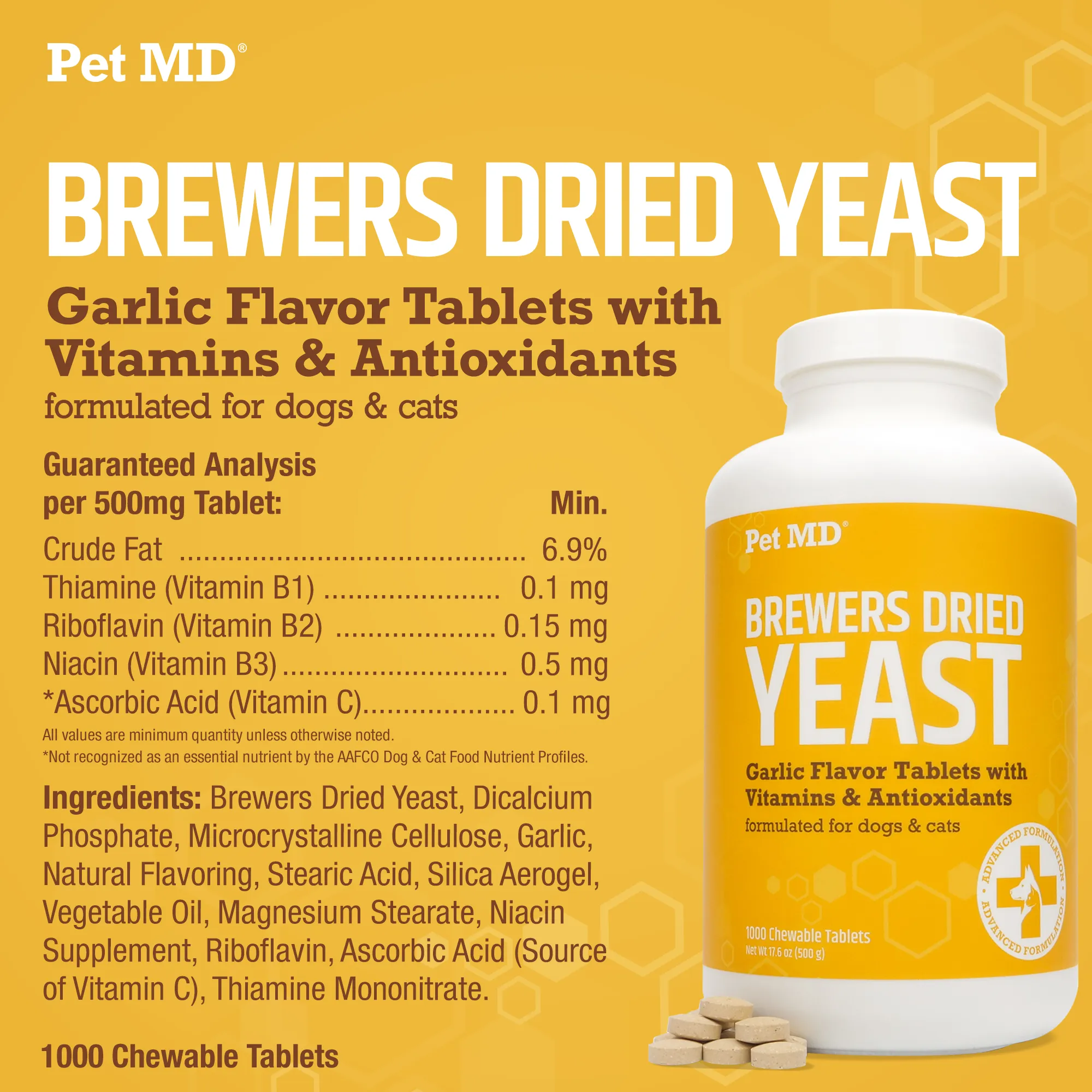 Pet MD Garlic & Brewers Yeast for Dogs & Cats - 1000 ct