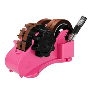 Pink Heat Tape Dispenser Sublimation for Heat Transfer Tape, Multiple Roll Cut Semi Automatic Heat Resistant Tape Dispenser for Taping Vinyl onto T-Shirts, with 1"& 3" Two Cores for Heat Press Tape