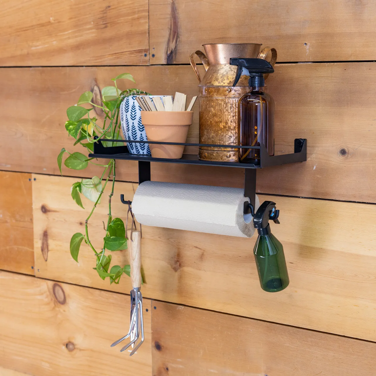 Quick Clean Paper Towel Holder and Wall Shelf