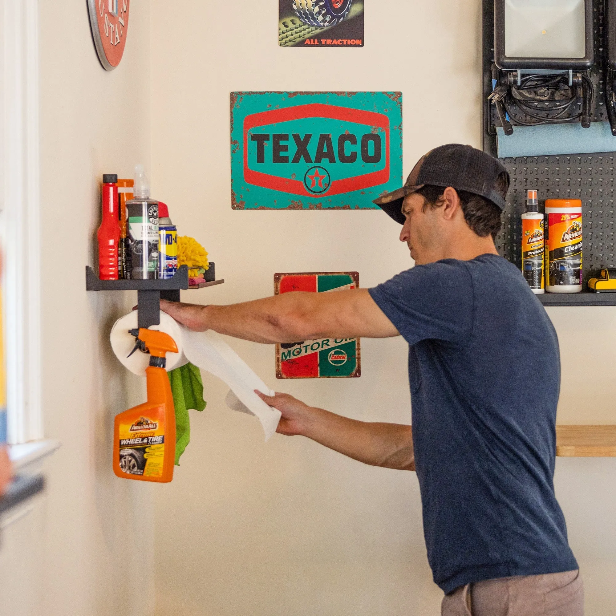 Quick Clean Paper Towel Holder and Wall Shelf