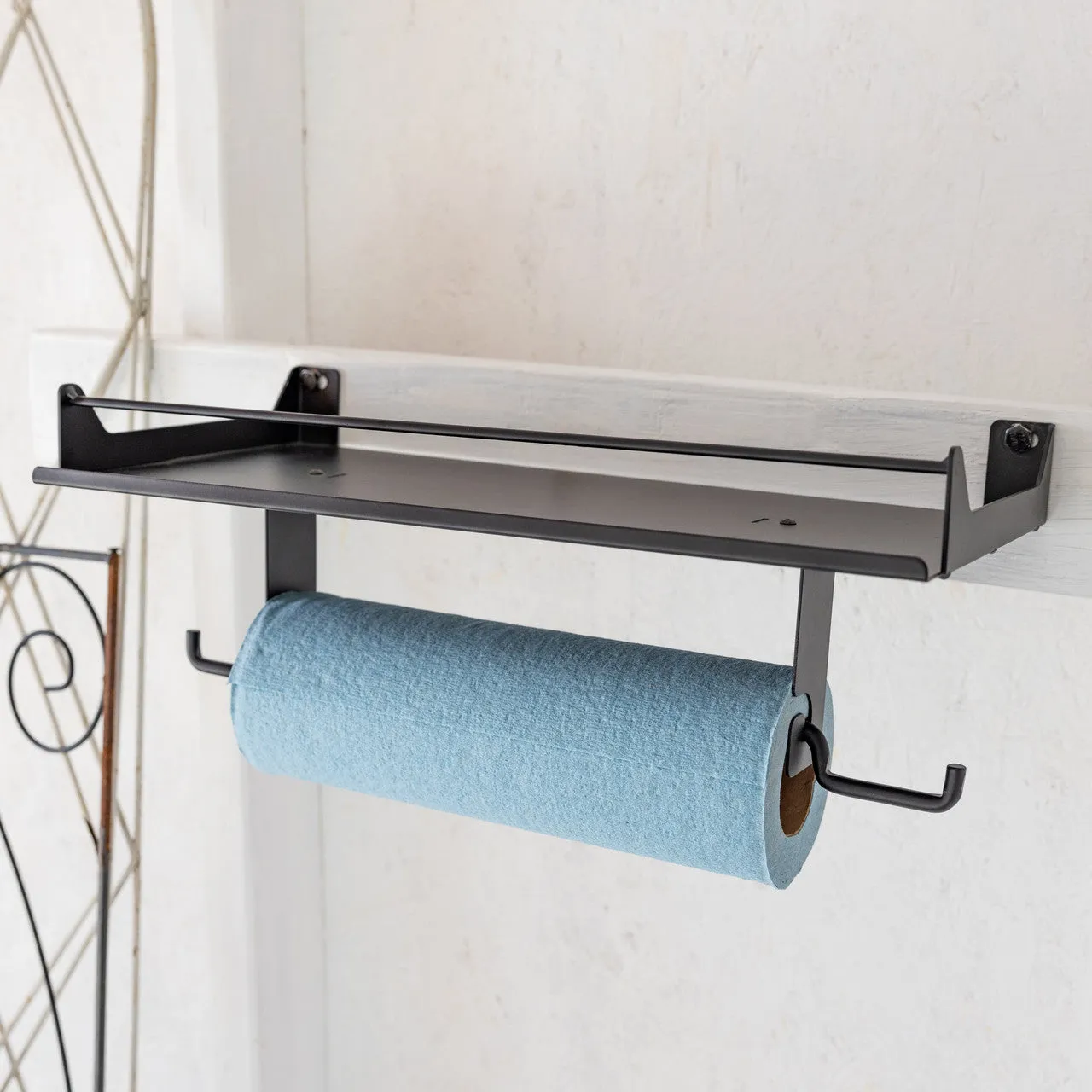 Quick Clean Paper Towel Holder and Wall Shelf