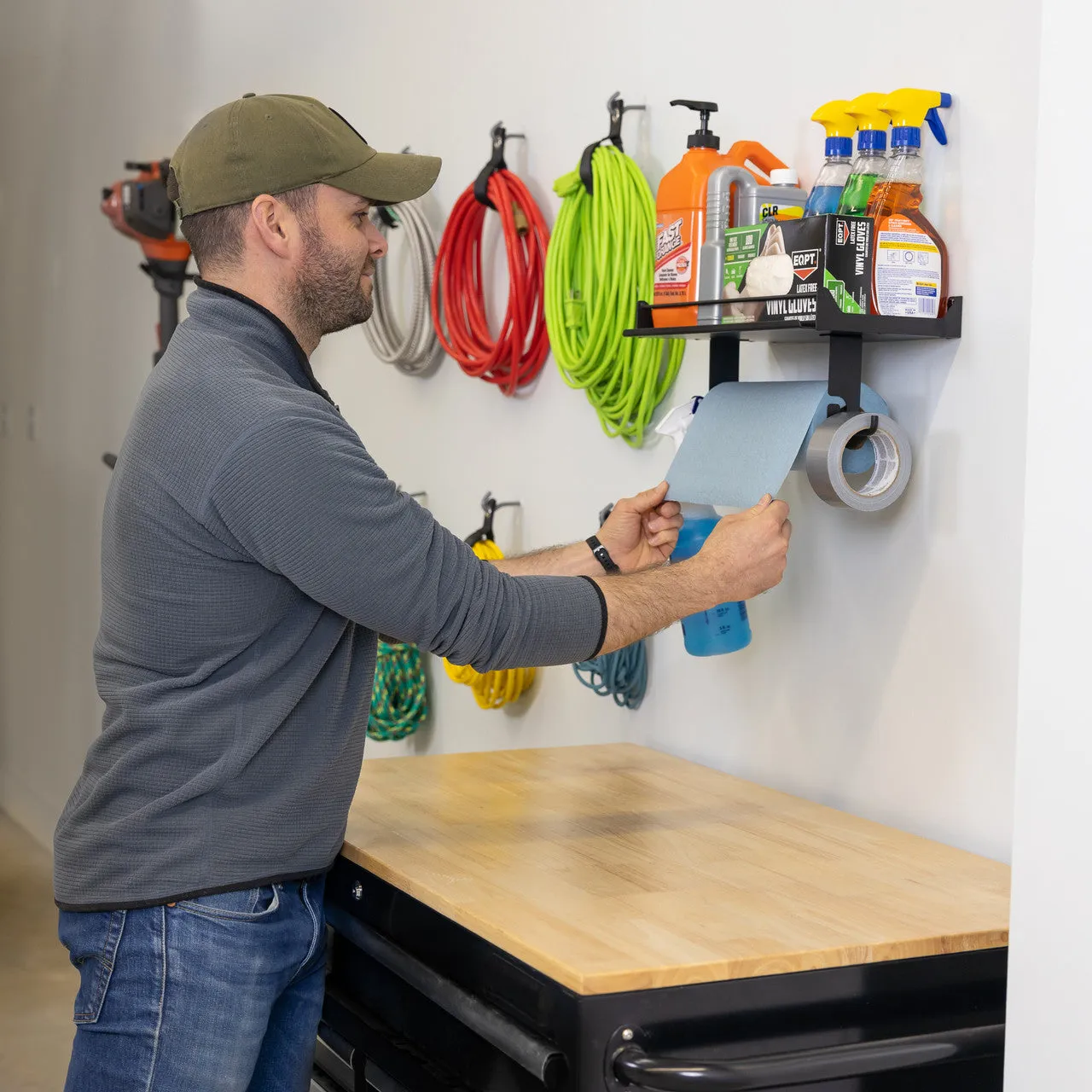 Quick Clean Paper Towel Holder and Wall Shelf