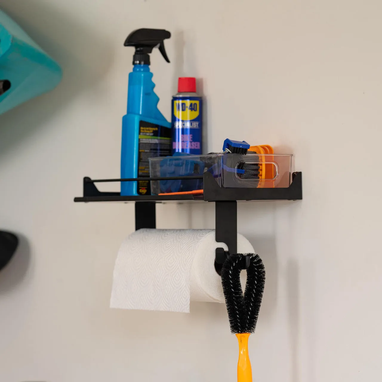 Quick Clean Paper Towel Holder and Wall Shelf