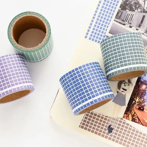 Salt wide grid washi tape Solid color square Decorative material  NP-000159