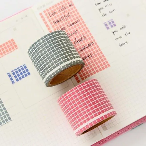 Salt wide grid washi tape Solid color square Decorative material  NP-000159