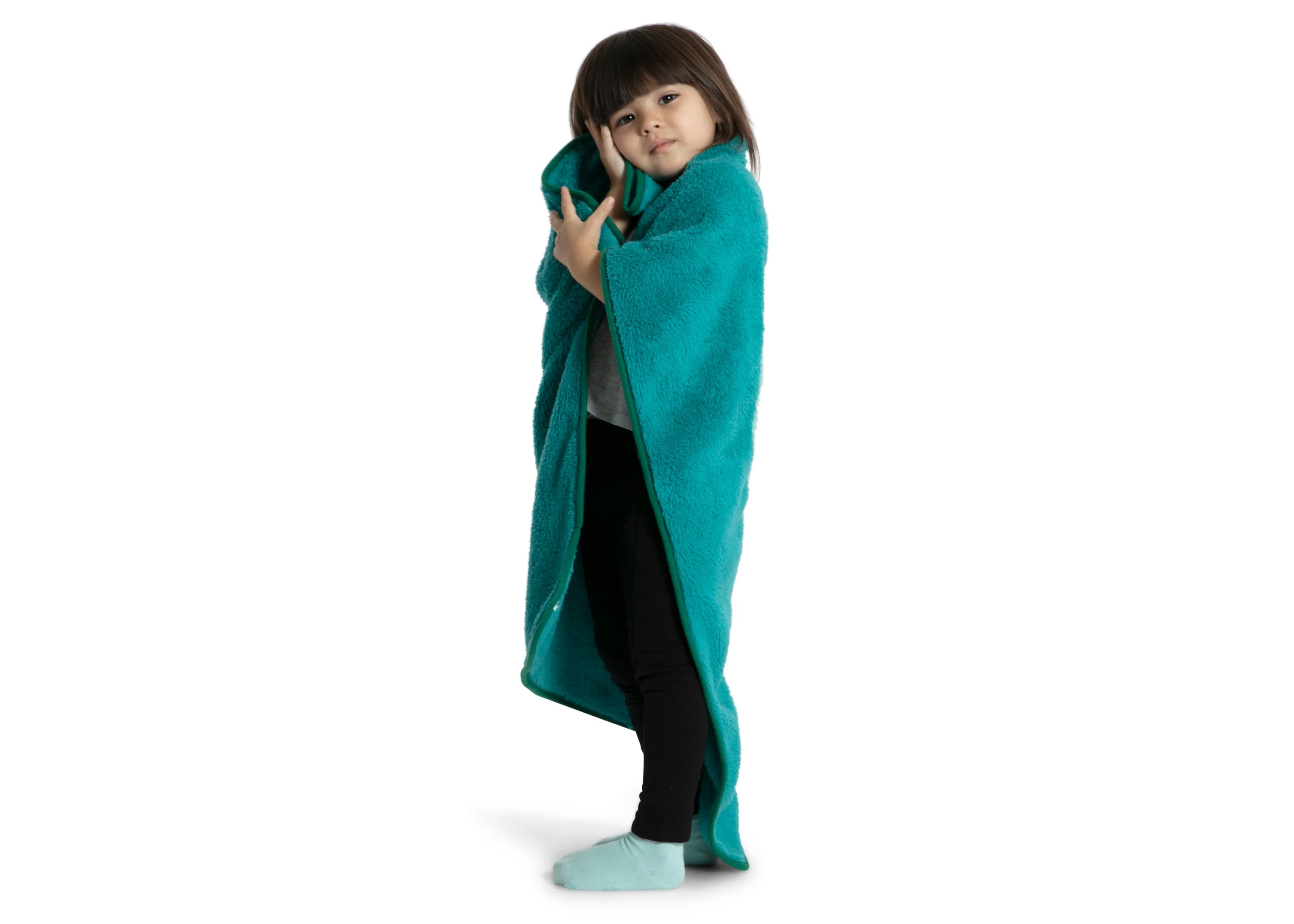 Sherpa Throw Blanket with Storage Pocket for Kids