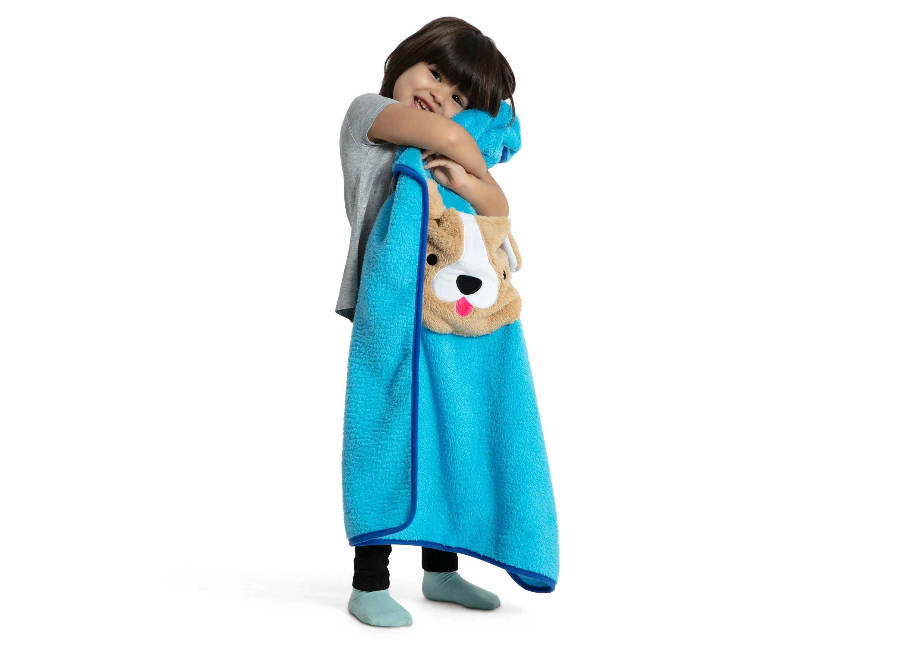 Sherpa Throw Blanket with Storage Pocket for Kids