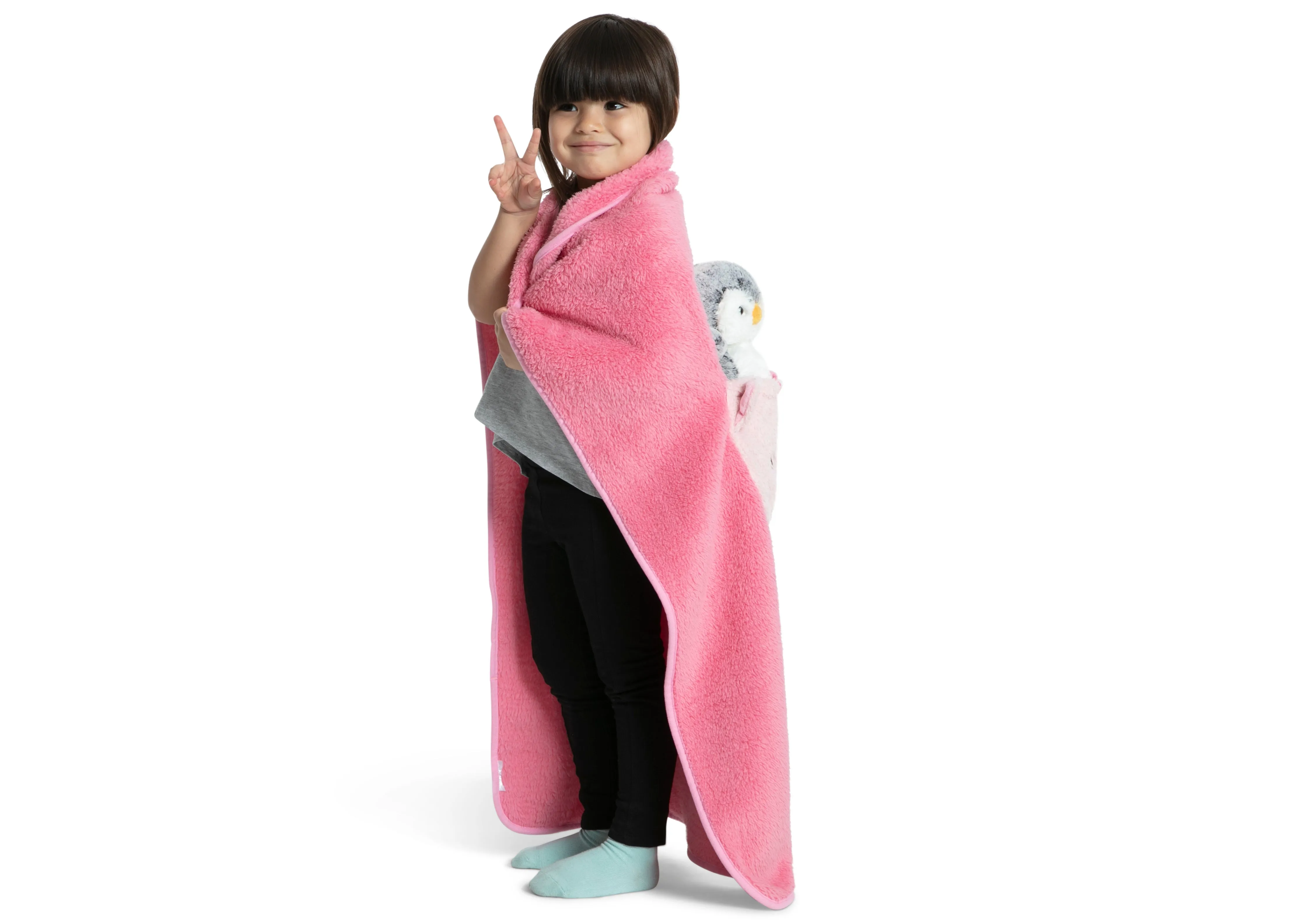 Sherpa Throw Blanket with Storage Pocket for Kids