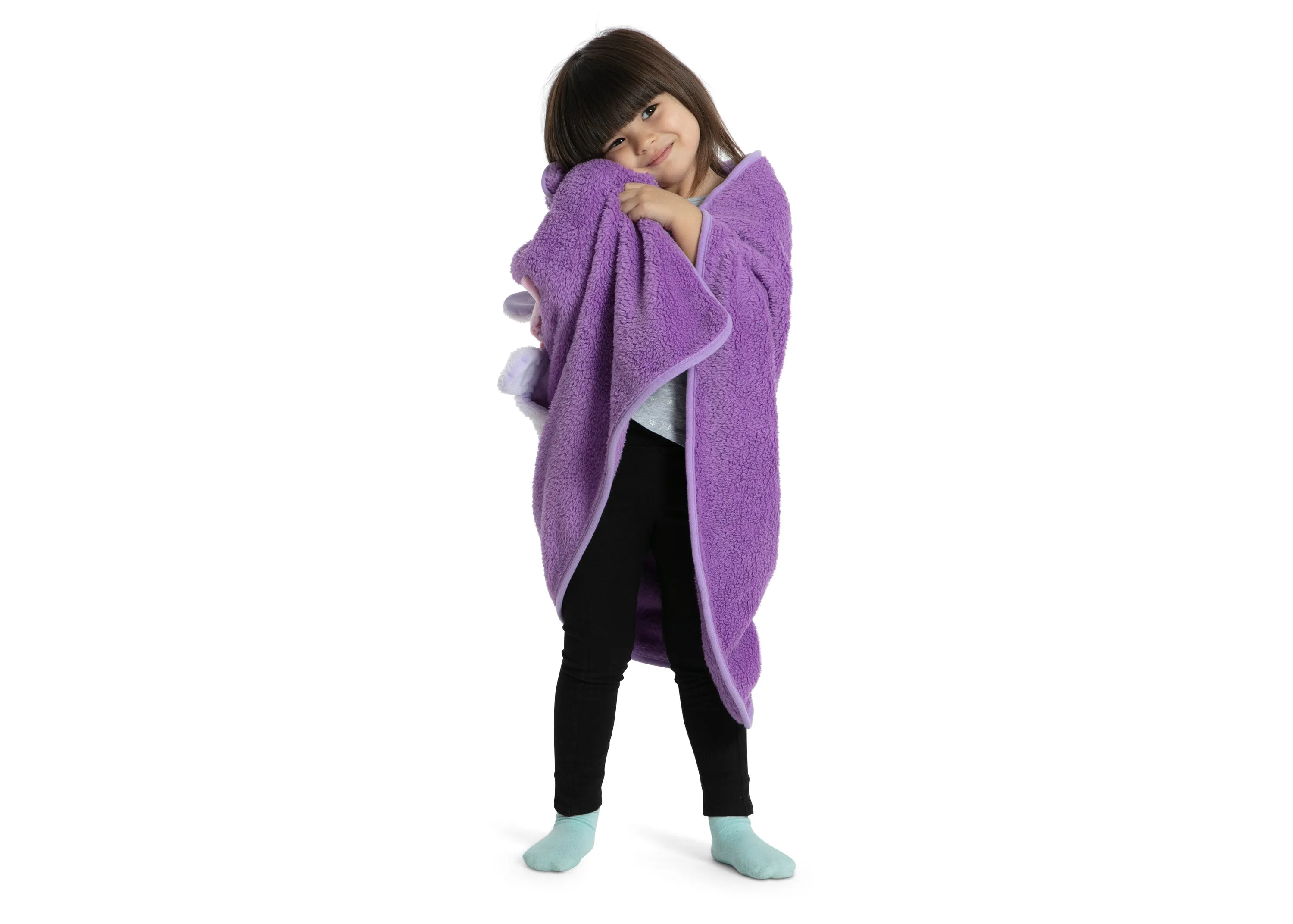 Sherpa Throw Blanket with Storage Pocket for Kids