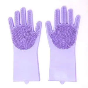 Silicone Dish Washing Gloves, Ideal for Washing Dish, Car, Bathroom (Multicolor, 1 Pair)