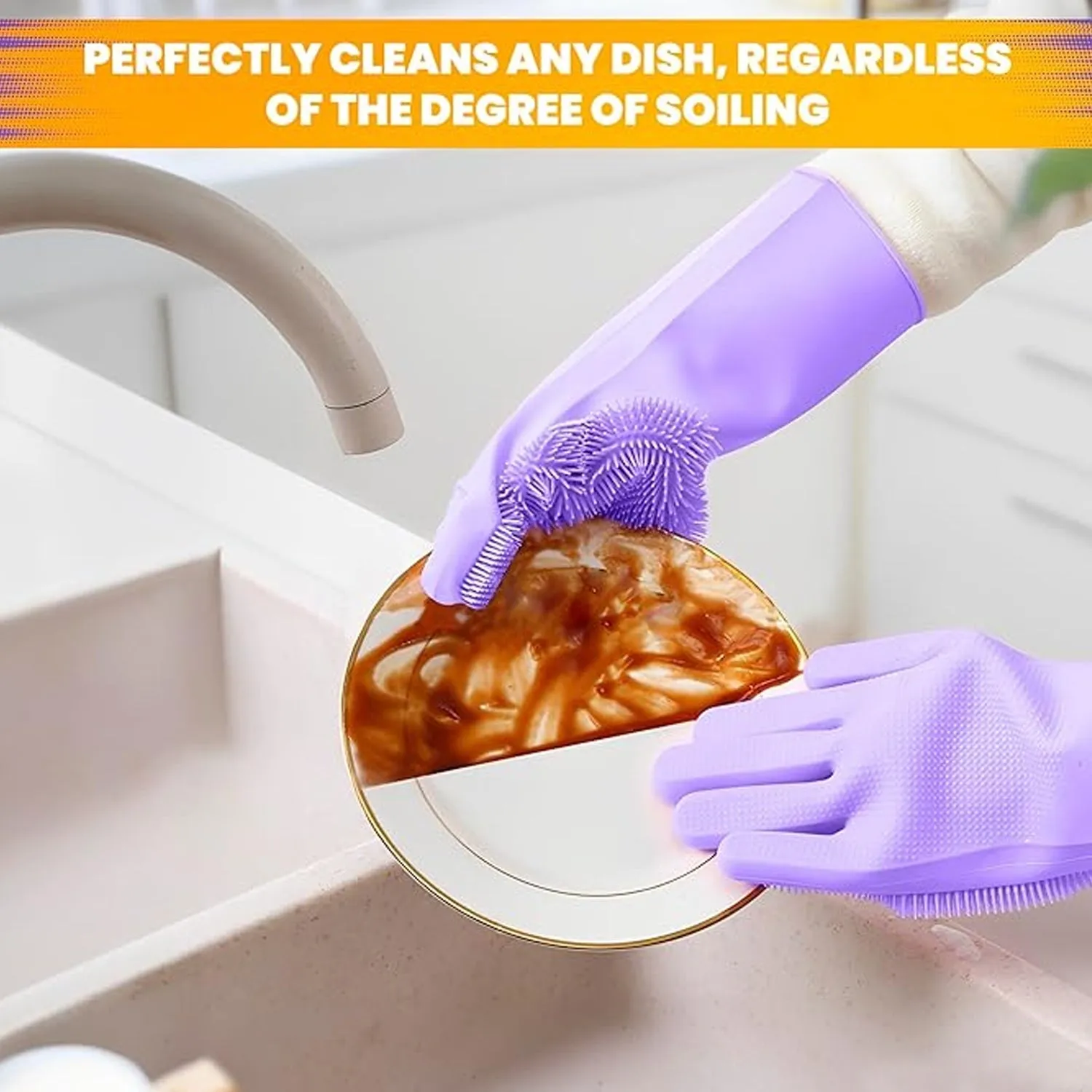 Single Left-Handed Silicone Dishwashing Glove: Scrubber, Reusable, Kitchen Cleaning