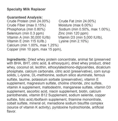 Specialty Milk Replacer