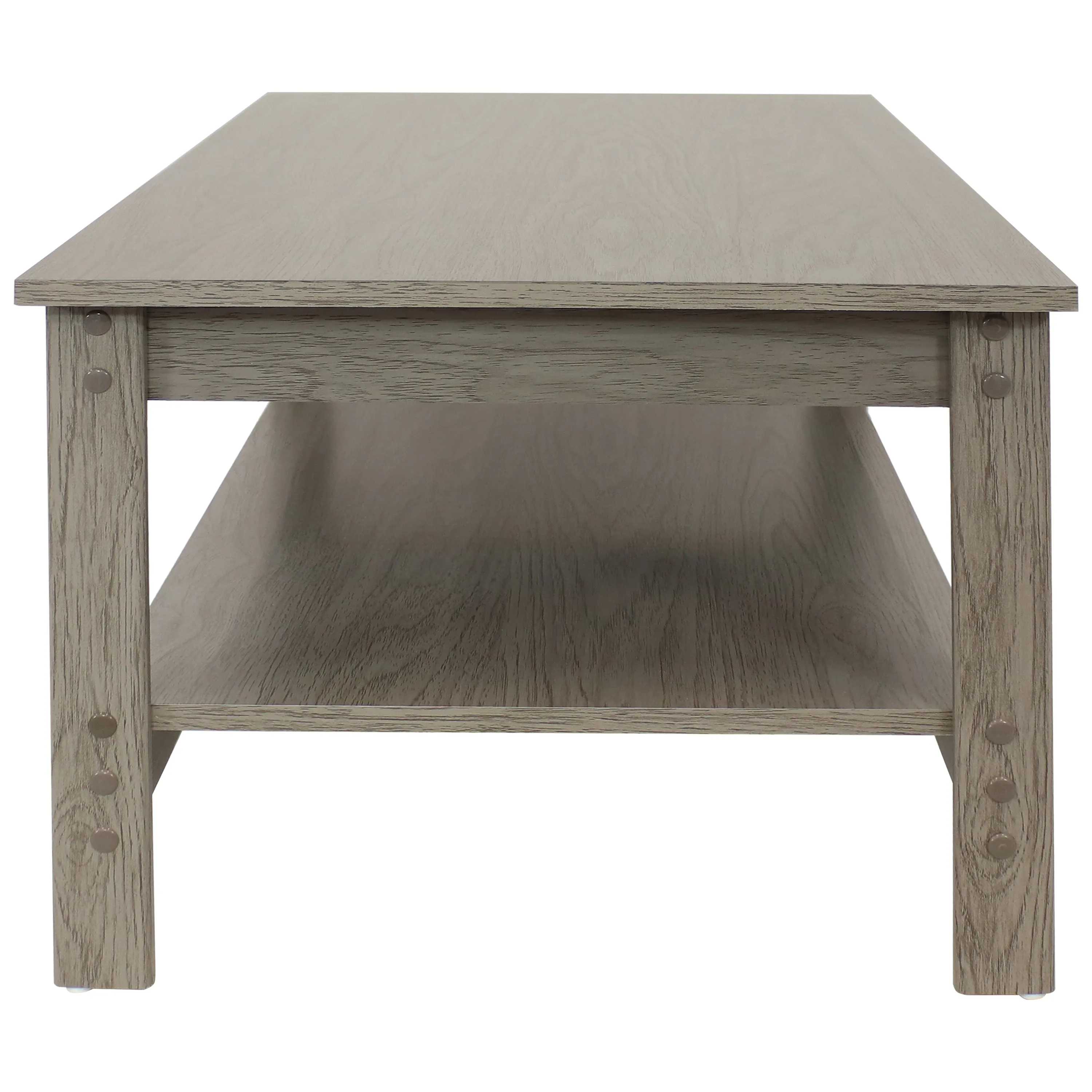 Sunnydaze Classic Coffee Table with Lower Shelf - Thunder Gray - 16" H