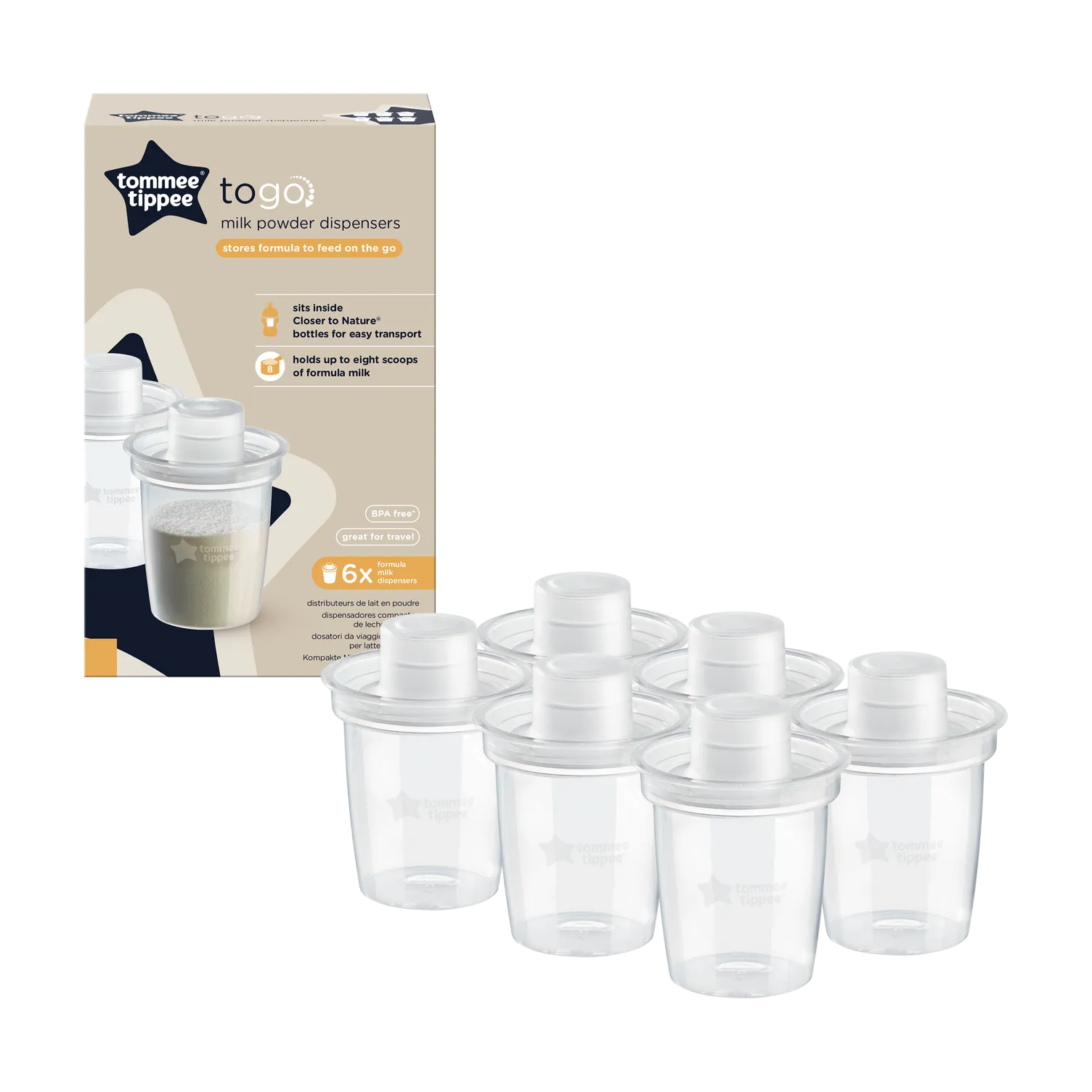 Tommee Tippee Closer To Nature Milk Powder Dispensers x 6