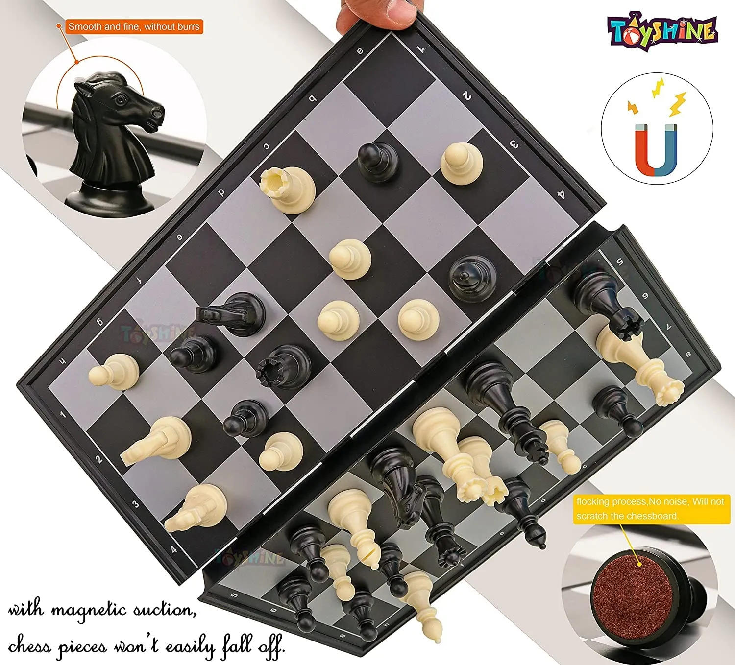 Toyshine Magnus Magnetic Chess Set with Folding Chess Board and Pieces, Educational Toys for Kids and Adults