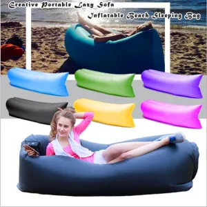 Unique 10s Inflatable laybag Sleeping Bag Leisure Hang out Lounger Air Camping Sofa Beach Nylon Fabric sleep Bed Hammocks