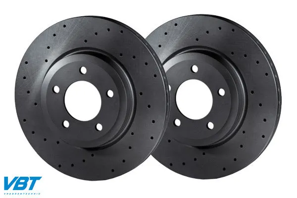 VBT Cross Drilled 260x8mm Rear Brake Discs with New Bearings (5495974608D) (Renault Clio 3 RS 197/200)