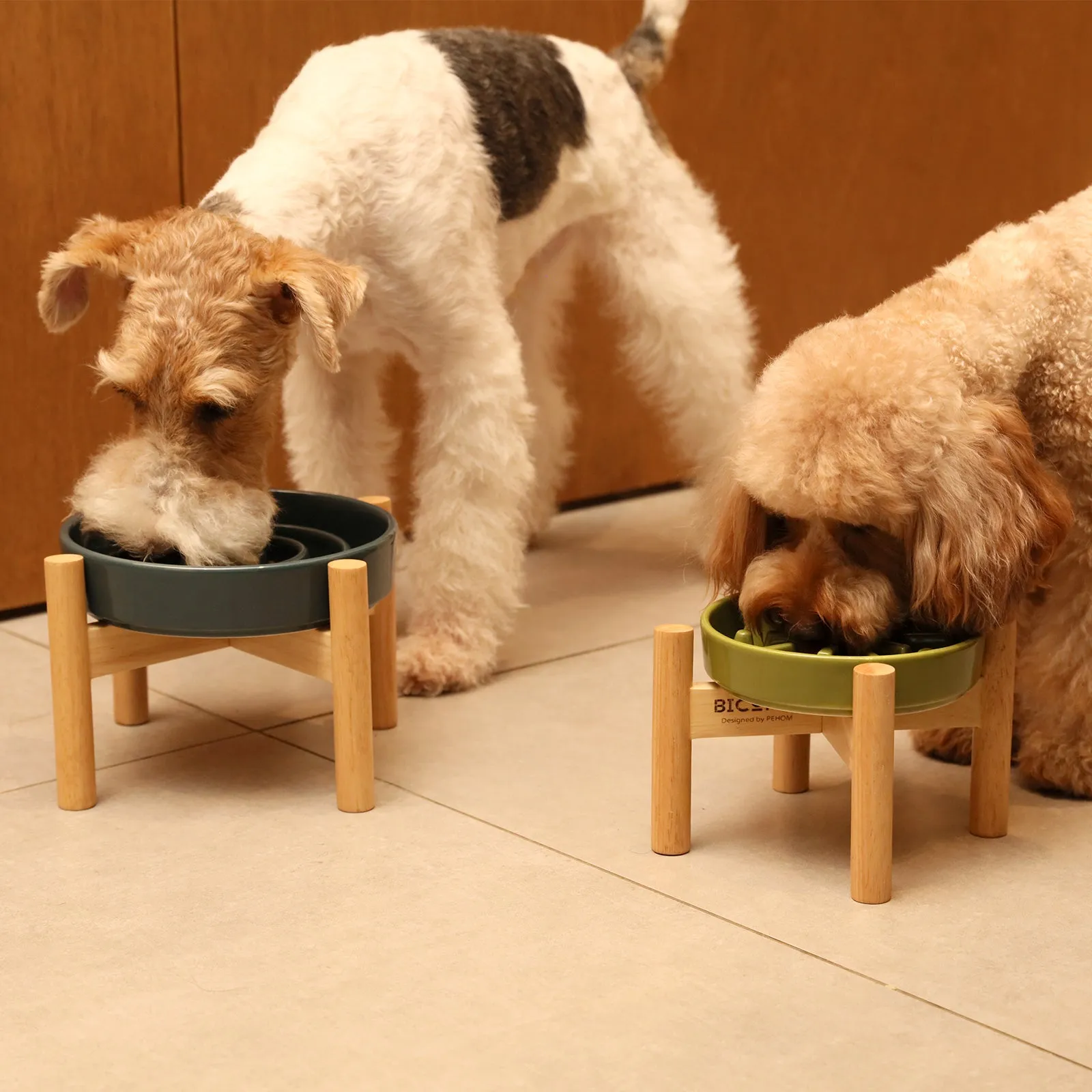 [Wave] Slow Feeder Dog Bowls - Pink / Beige / Orange