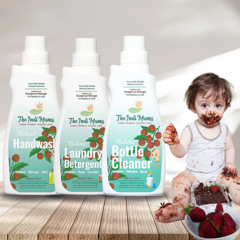 Weaning Baby Kit | Multipurpose Cleanser, Handwash & Laundry Detergent | Reetha & Indian Herbs | 500 ml x 3