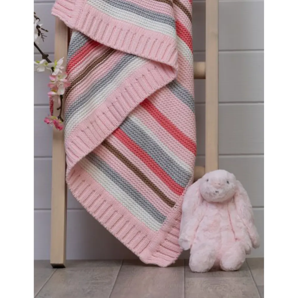 Ziggle Baby Pink & Grey Stripes Blanket